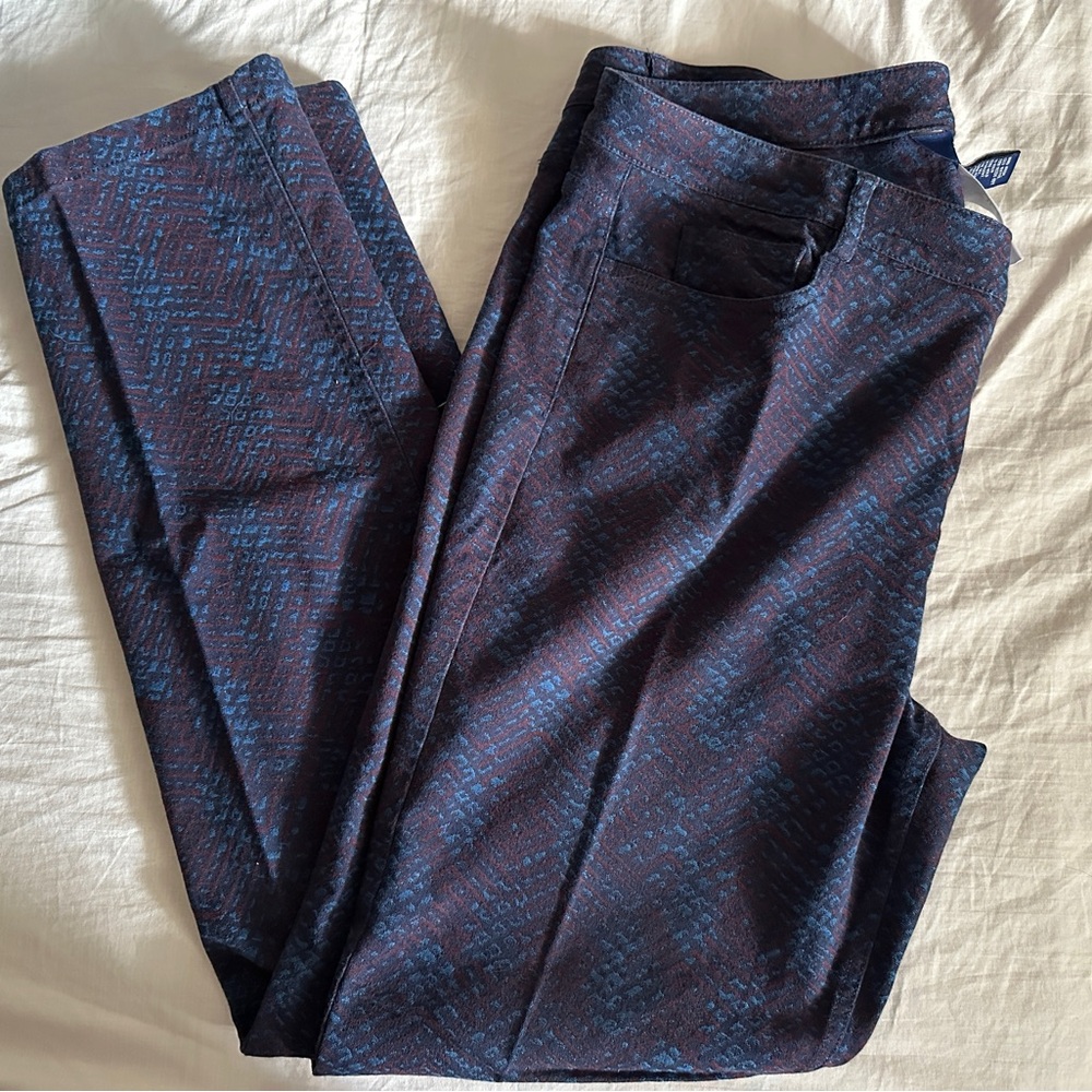 Doncaster Collection Blue and Red Faux Snakeskin Slacks